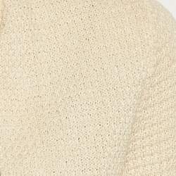 Chanel Beige Crochet Neck Tie-Up Detail Cardigan S