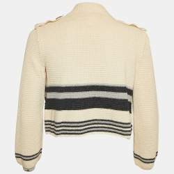 Chanel Beige Crochet Neck Tie-Up Detail Cardigan S