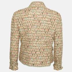 Chanel Beige/Multicolor Tweed Button Detail Jacket L