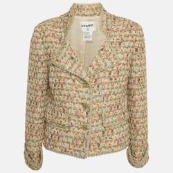 Chanel Beige/Multicolor Tweed Button Detail Jacket L