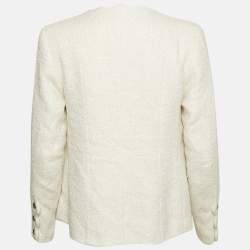 Chanel White Tweed Beads Embellished Jacket S