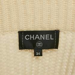 Chanel Black/White Cable Knit and Shearling  Zip-Up Jacket S