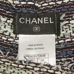 Chanel Blue Tweed Pleated Pencil Skirt L