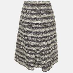 Chanel Blue Tweed Pleated Pencil Skirt L