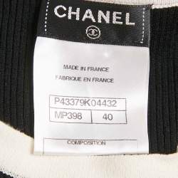 Chanel Black Rib Knit and Patterned Knit Sleeveless Short Dress M