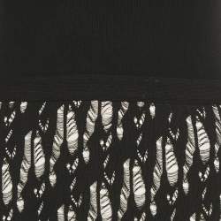 Chanel Black Rib Knit and Patterned Knit Sleeveless Short Dress M