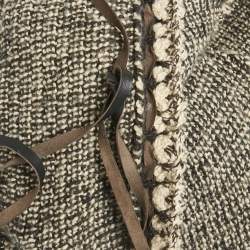 Chanel Vintage Brown Wool Blend Knit Open Front Cardigan L 