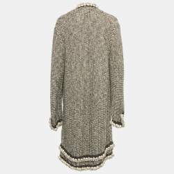 Chanel Vintage Brown Wool Blend Knit Open Front Cardigan L 