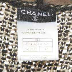 Chanel Vintage Brown Wool Blend Knit Open Front Cardigan L 