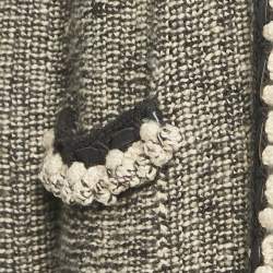 Chanel Vintage Brown Wool Blend Knit Open Front Cardigan L 