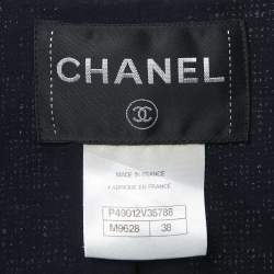 مملوكة مسبقًا Chanel Navy Blue Tweed Long Sleeve Jacket M
