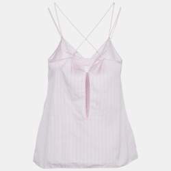 Pre Owned Chanel Pink Stripe Pattern Cotton Blend Knotted Cami Top M