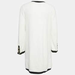 Chanel White Terry Cotton Knit Embellished Button Short Dress M