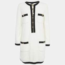 Chanel White Terry Cotton Knit Embellished Button Short Dress M
