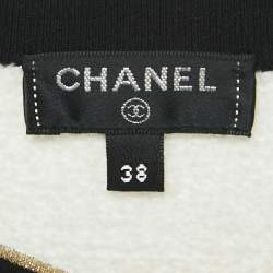 Chanel White Terry Cotton Knit Embellished Button Short Dress M