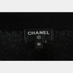 Pre Owned Chanel Black & Off-White Cashmere Detachable Buttoned Cardigan FR Women 36