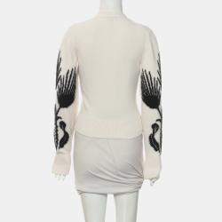 Chanel Off-White & Black Cashmere and Silk Cashmere Cropped Cardigan FR Women 34