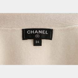 Chanel Off-White & Black Cashmere and Silk Cashmere Cropped Cardigan FR Women 34
