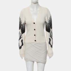 Chanel Off-White & Black Cashmere and Silk Cashmere Cropped Cardigan FR Women 34