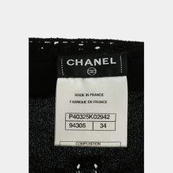 Chanel Black Rayon Ruffle-Trim Long Sleeve Dress FR Women 34