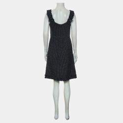 Chanel Dark Blue Tweed Sleeveless Dress FR Women 40