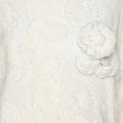 مملوكة مسبقًا Chanel White Fabric Camelia Top L