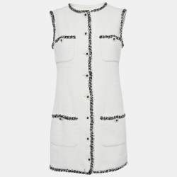 Chanel White Tweed Sleeveless Mini Dress M
