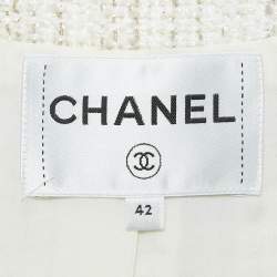 مملوكة مسبقًا جاكيت شانيل فانتازي تويد أبيض مقاس متوسط - ميديوم