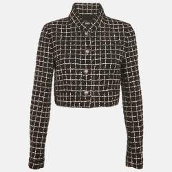Chanel Black/Pink Tweed Crop Jacket M