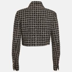 Chanel Black/Pink Tweed Crop Jacket M
