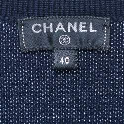 Chanel Navy Blue Fringed Cashmere Knit Short Dress M