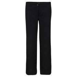Pre Owned Chanel Black Wool Top Stitch Detail Wide Leg Trousers L