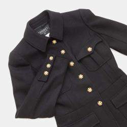 Chanel Black Wool Gripoa Button Jacket 38