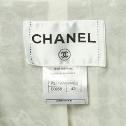 Chanel Black Houndstooth Tweed Open Front Jacket L