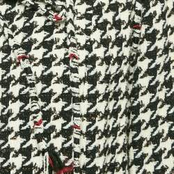 Chanel Black Houndstooth Tweed Open Front Jacket L