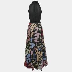 Chanel Black CC Silk Sleeveless Maxi Dress M