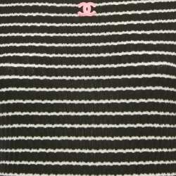 Chanel Black Patterned Knit Midi Dress S