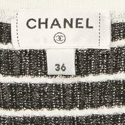 Chanel Black Patterned Knit Midi Dress S