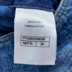 Chanel Cc Logo Camellia Skirt Size 36 Blue Cotton100%