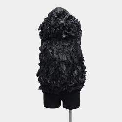 Chanel Black Polyurethane and Nylon Hooded Vest Size 38