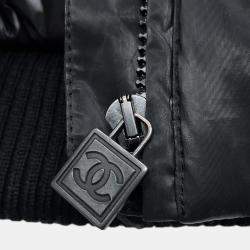 Chanel Black Polyurethane and Nylon Hooded Vest Size 38