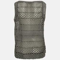Chanel Black/White Guipure Lace Sleeveless Top XL