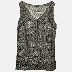 Chanel Black/White Guipure Lace Sleeveless Top XL