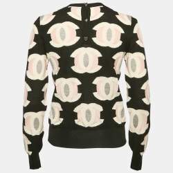 Chanel Black Logo Jacquard Knit Cashmere Sweater S