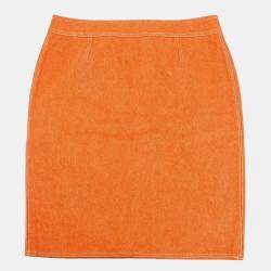 Chanel Orange Denim Skirt Women Size 44
