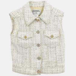 Chanel White Sleeveless Vest Jacket Size 38 