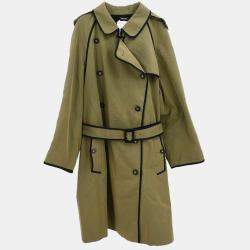 Chanel Khaki Cotton Trench Coat Women Size 40