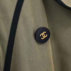 Chanel Khaki Cotton Trench Coat Women Size 40