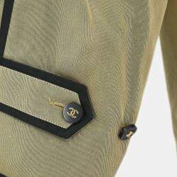 Chanel Khaki Cotton Trench Coat Women Size 40