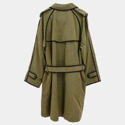 Chanel Khaki Cotton Trench Coat Women Size 40